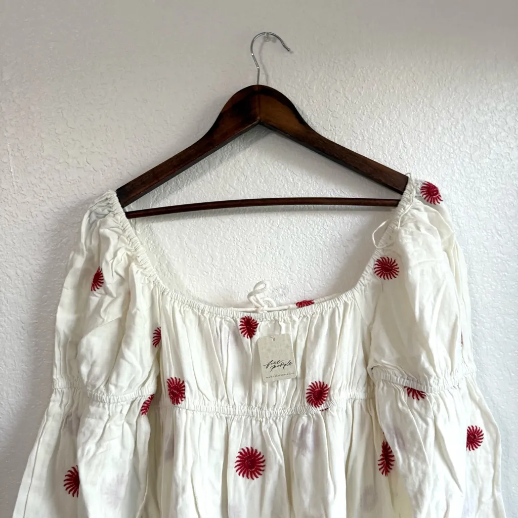 NEW Free People Womens Dress Emory Embroidered Midi Square Neck Size Small - Image 6