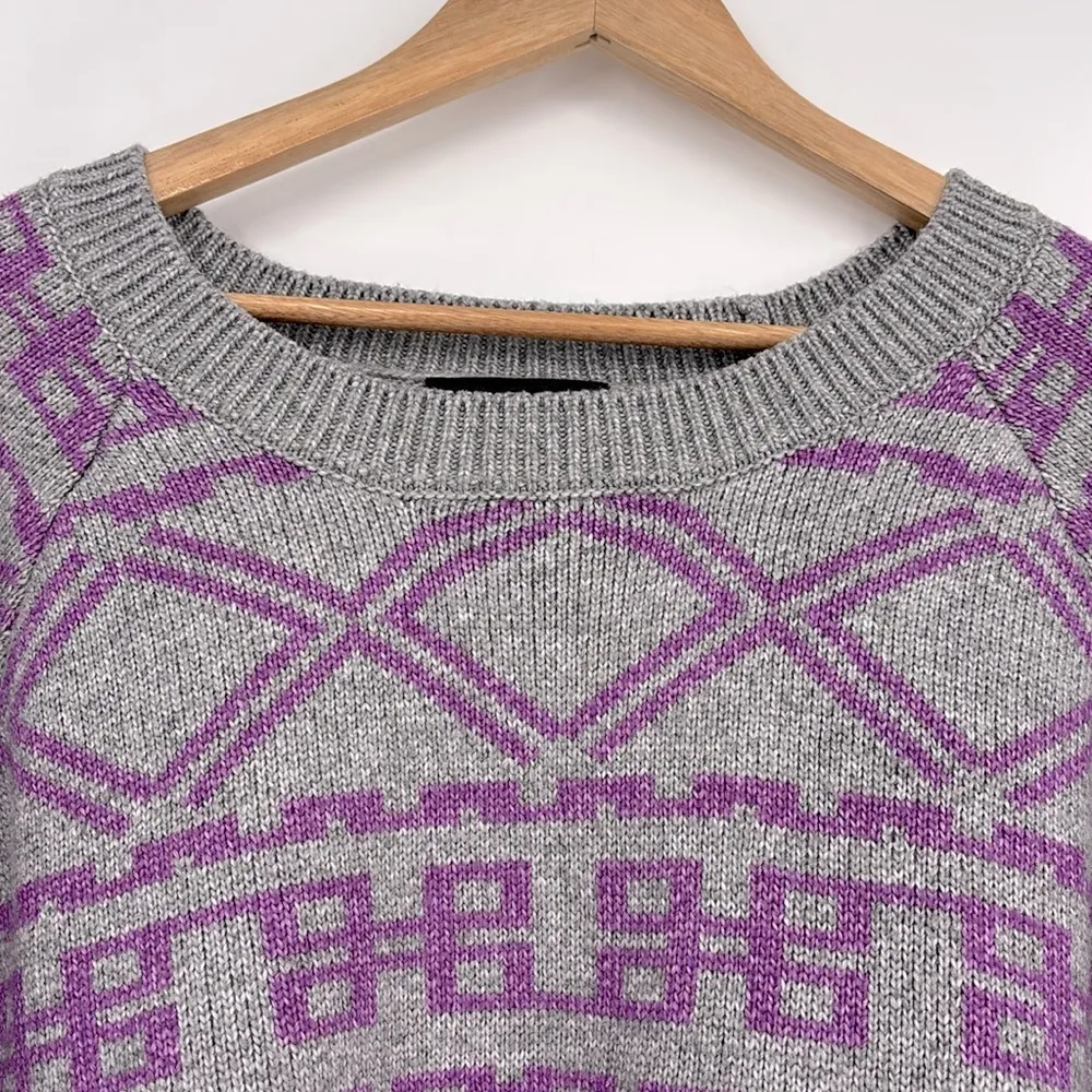 Lane Bryant Crew-Neck Sweater Women’s Plus Size 26/28 in Gray & Purple - EUC! - Image 2