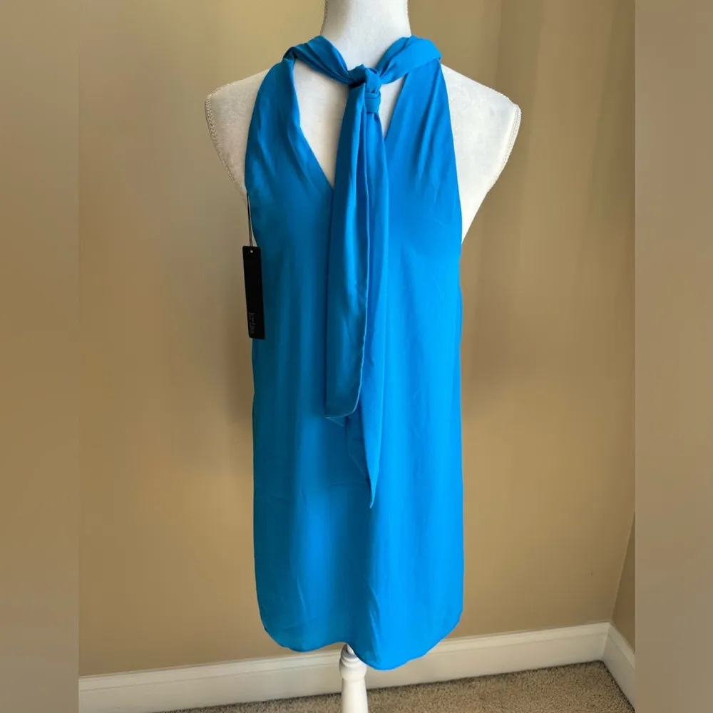 NWT High Neck Shift Cocktail Dress in Blue - Image 4