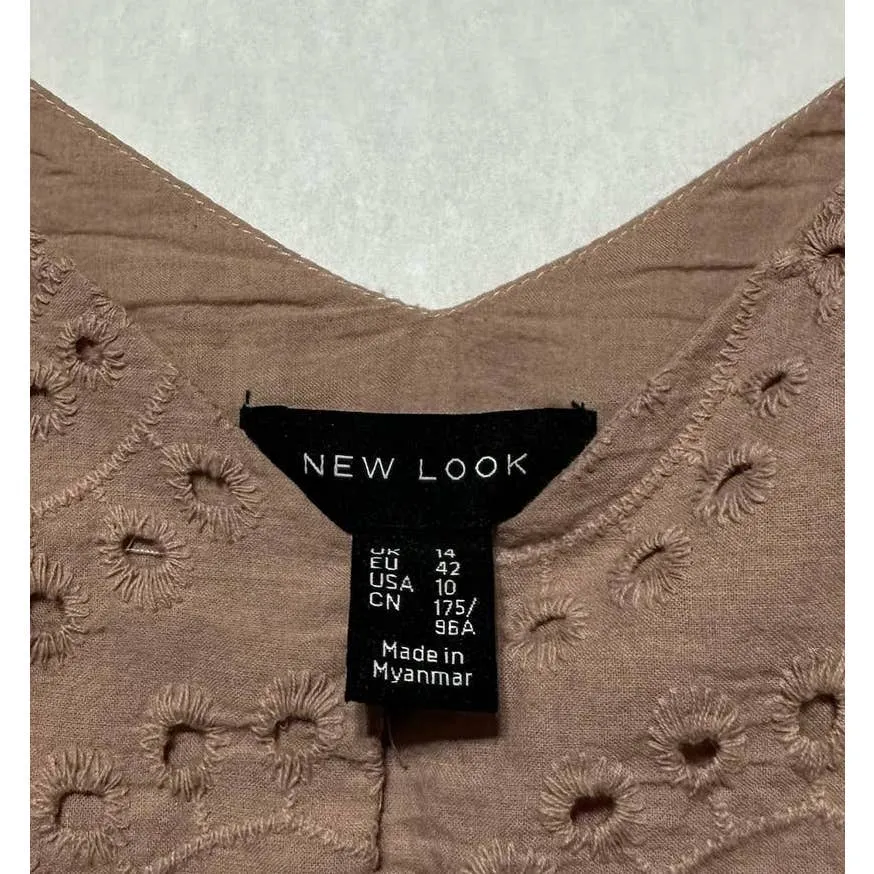 New Look Dusty Pink Eyelet Cami Size 10‎ - Image 2