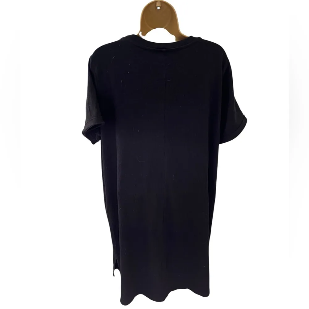 Jessica Simpson Shirt Dress Textured Knit Side Slits Short Sleeve Black XXL - Image 2