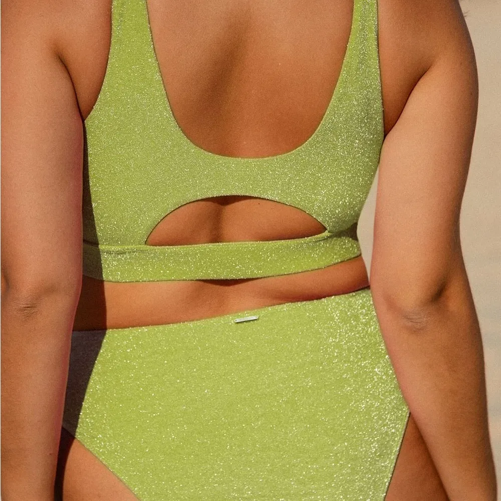 BERLOOK Light Green Lurex Cut Out Plus Size Bikini SET 45 - Image 3