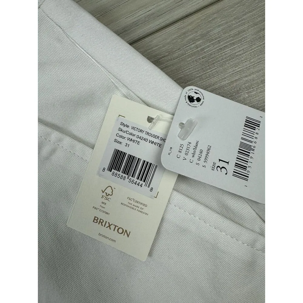 Brixton Womens Victory Trouser Shorts White‎ Pleated Size 31 New Free People White - Image 5