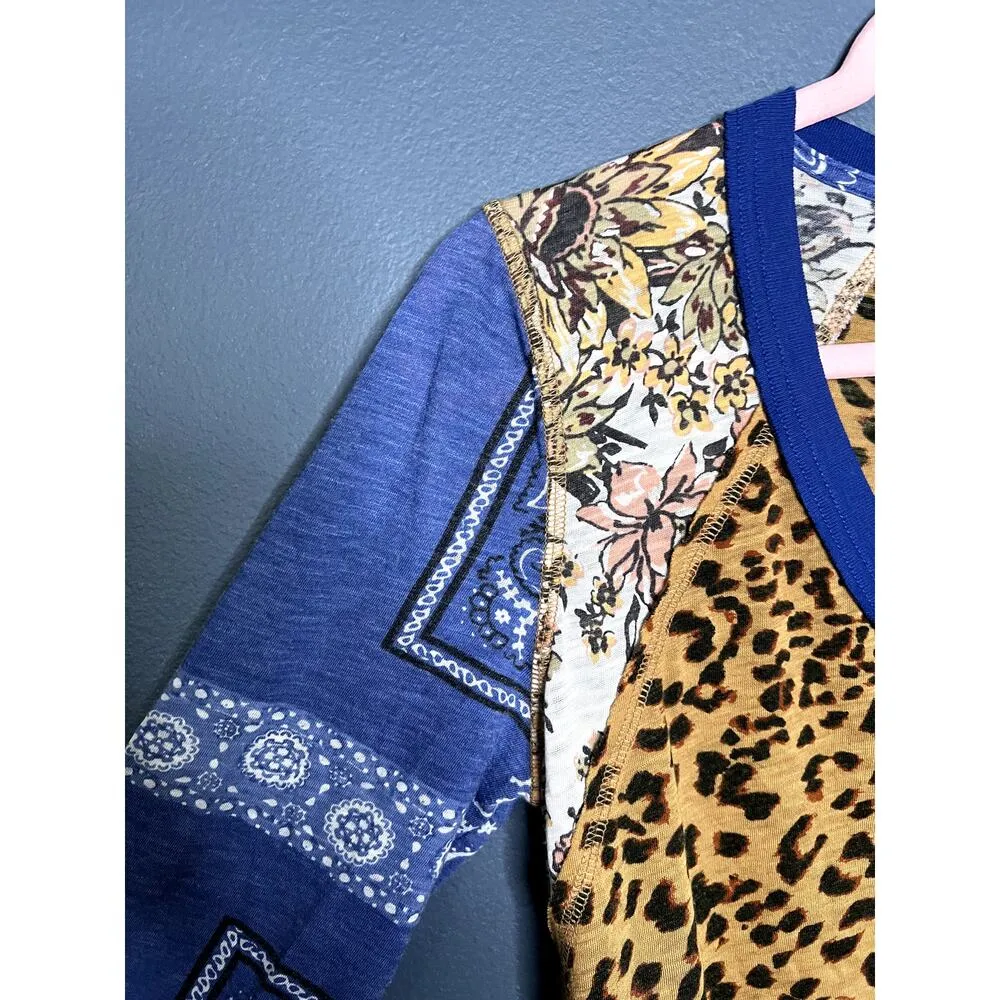 We the Free Patchwork Long Sleeve Top Bandana Pattern Animal Cluttercore Y2K - Image 3