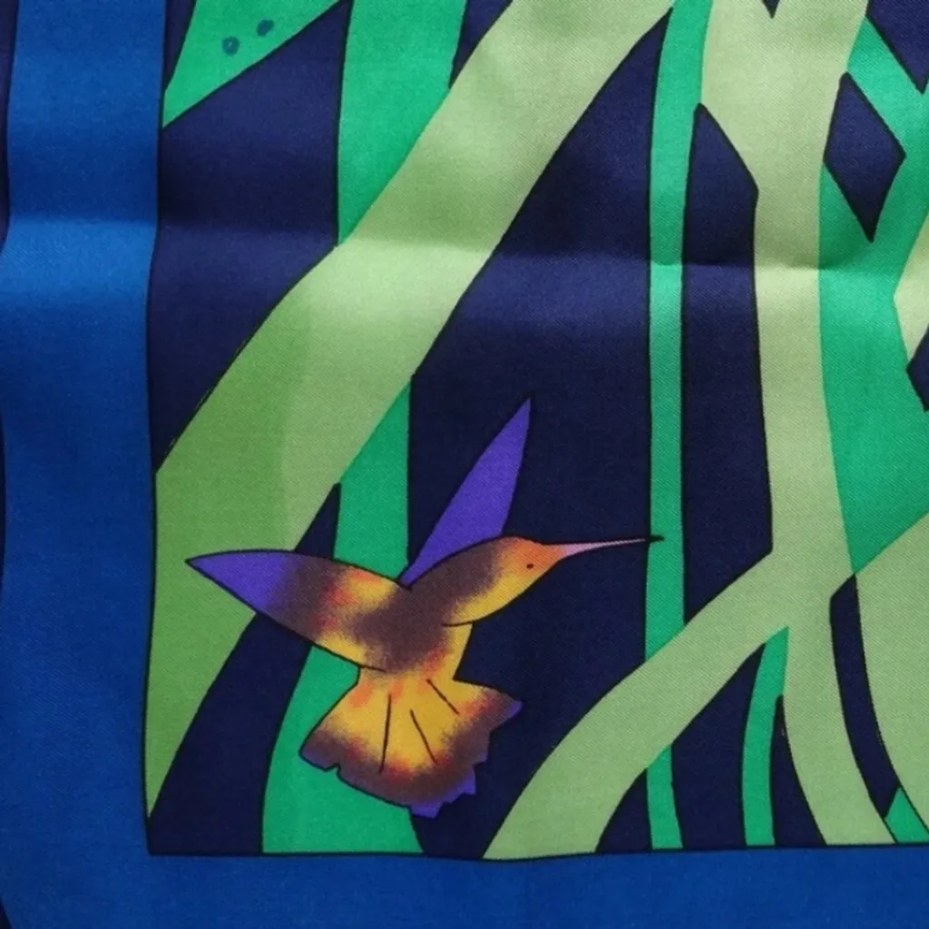 100% silk hummingbird floral Amazon rainforest scarf - Image 4