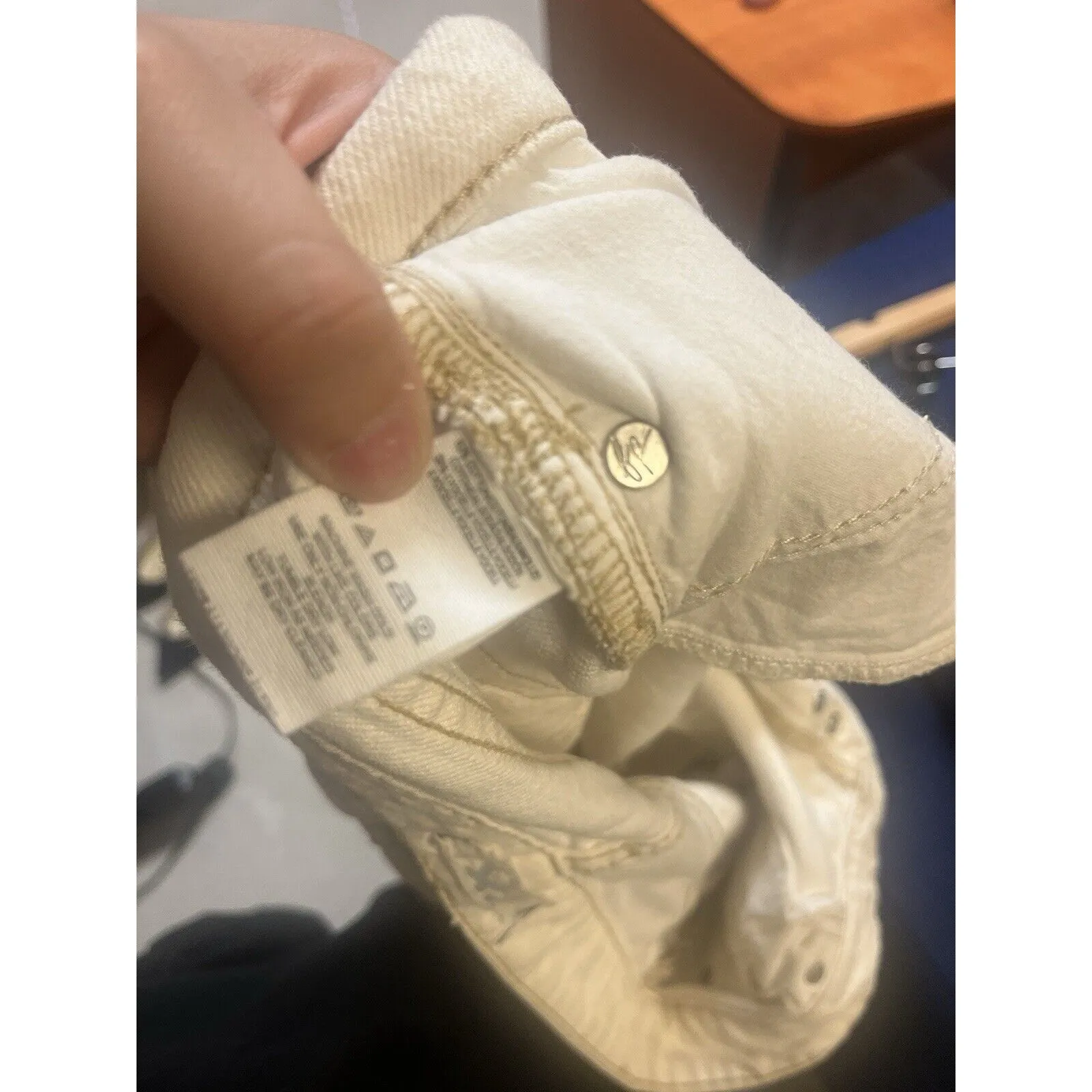 Free People x We The Free‎ Maggie Straight Jeans Size 28 Cream Button Fly - Image 6