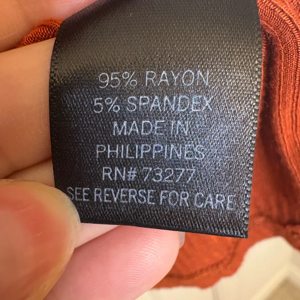 Simply Vera Vera Wang Burnt Orange Tie Front Tank Top Minimalist Chic Large - Image 4