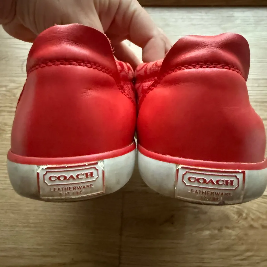 Coach Barrett Sneakers in Shiny Red Lace-up Leather Women’s Size 7 - Image 3