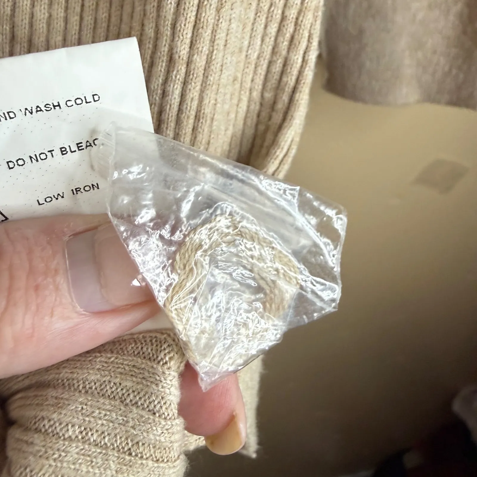 ANN MASHBURN Silk Blend Beige Ribbed Collared 3/4 Sleeve Knit Sweater Size M - Image 6