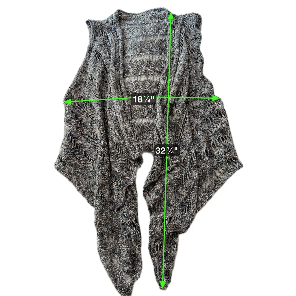 Chunky Knit Open Front Sweater Vest Cardigan – Neutral Gray Multi Black Size M - Image 15