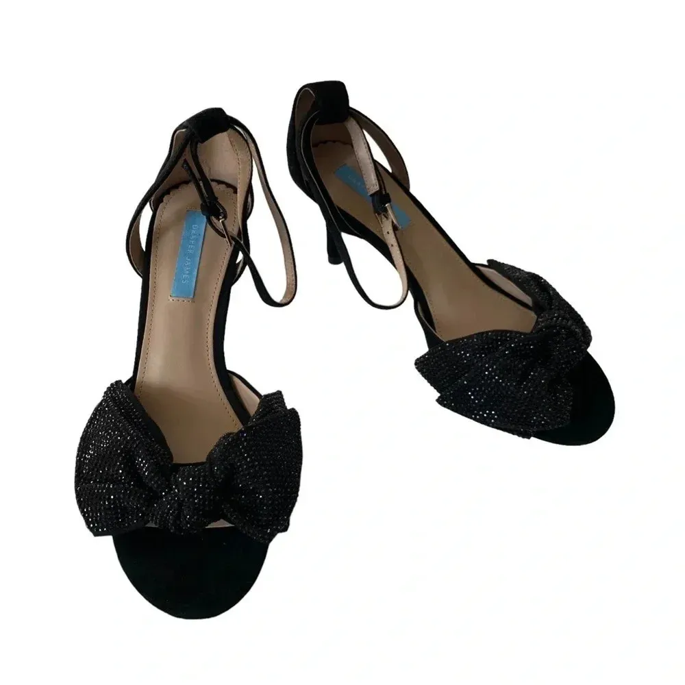 Draper James Livia Jeweled Ankle Strap Large Bow Sandals Black Size 7.5 NWT - Image 6