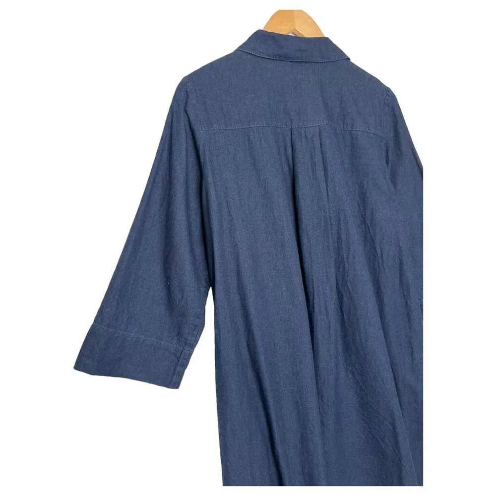 COS Dress Womens 8 Shirt Dress Henley Button Pockets Dark Wash Denim Blue - Image 11