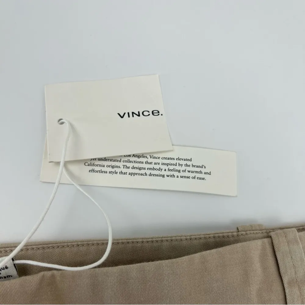 Vince Stretch Cotton Mid-Rise Bermuda Short Womens Size 16 Tan Khaki Coastal NEW - Image 6