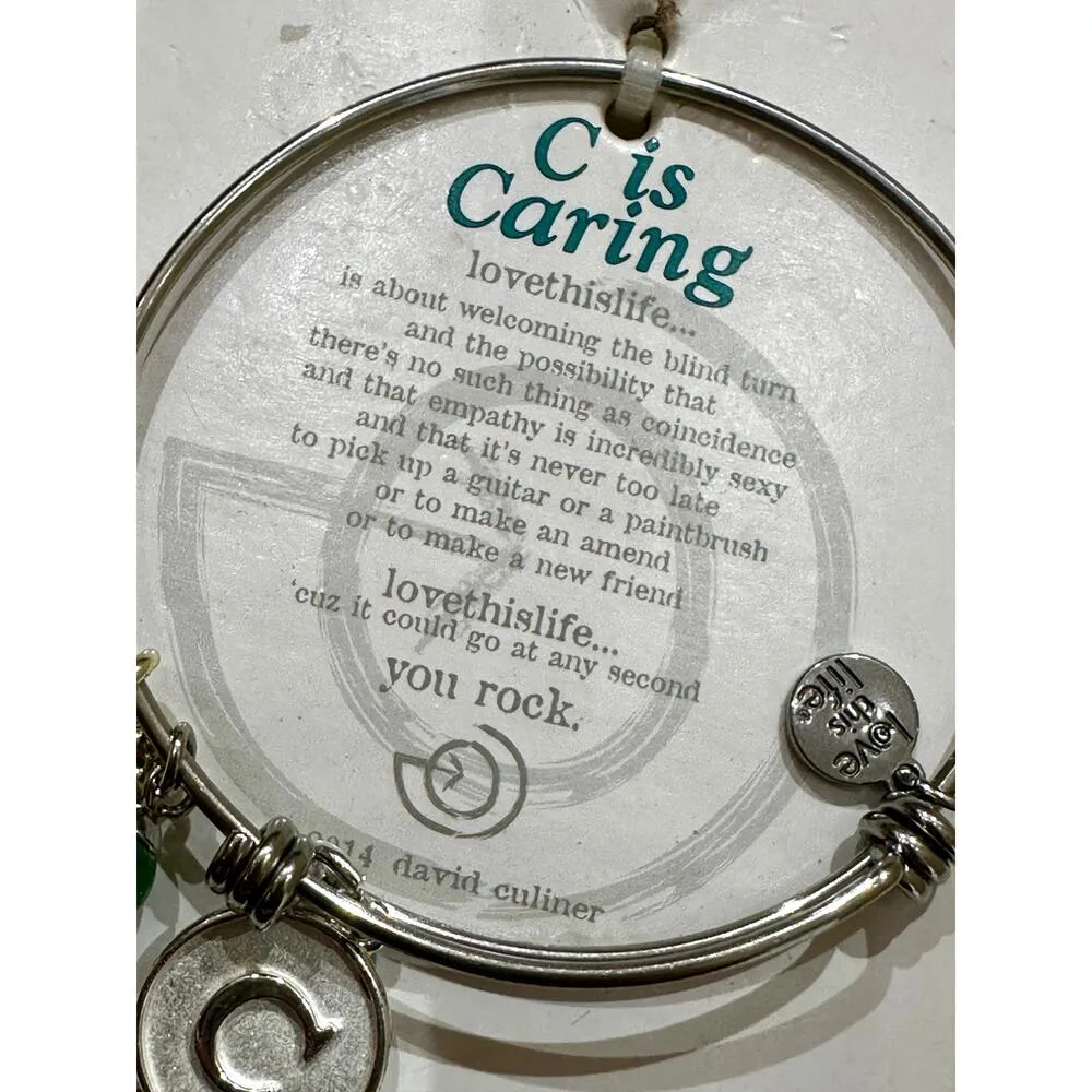 NWT Love the Life C is Caring Jade Sterling over Stainless Bracelet - Image 2