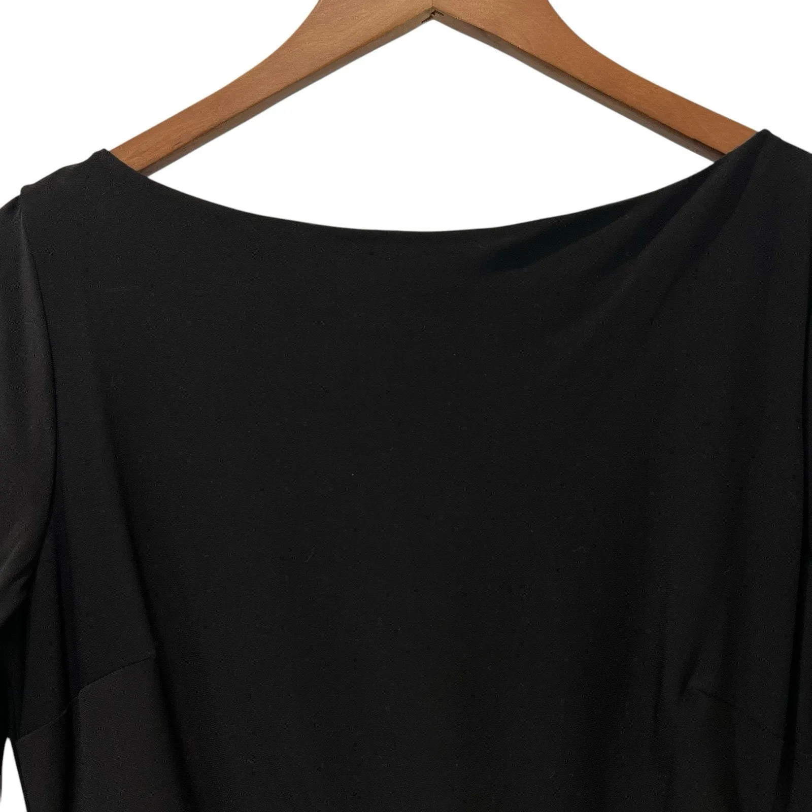 American Living Womens Black Sheath Dress 3/4 Sleeve Midi Length Ruching Size 8 - Image 4