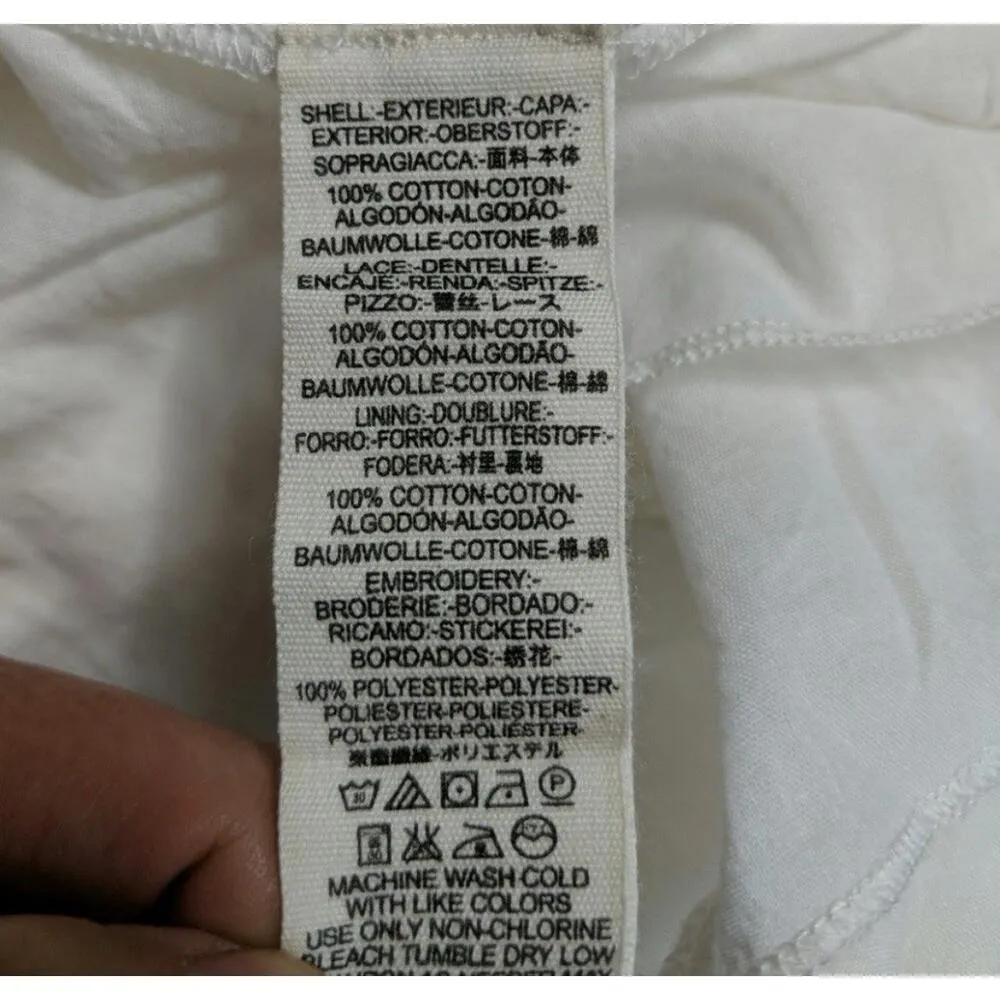 NWOT Free People Ivory Victorian Waisted CROCHET Mini Dress 2 Lace Cotton Womens - Image 11