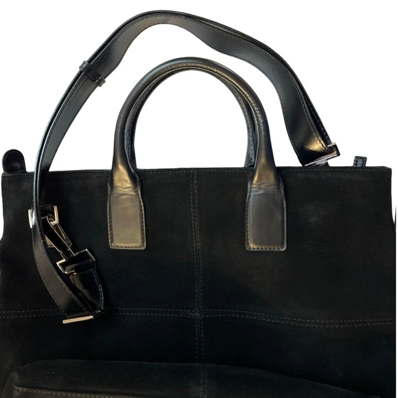 Gucci Tom Ford Vintage Made In Italy Black Suede Tote Bag Rago Bros Restored - Image 12