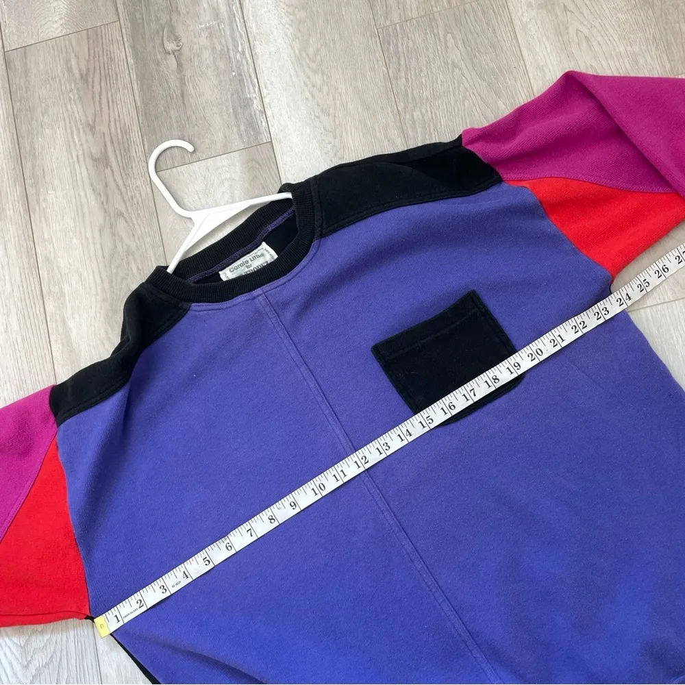 Carole Little Sweatshirt Colorblock Purple (medium) retro vintage crewneck - Image 3