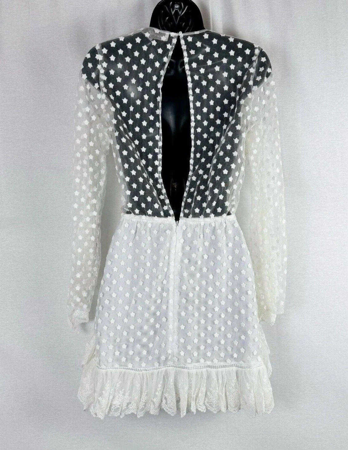 Alice McCall Forever Young White Lace Illusion Ruffle Mini Dress US 2 Bridal - Image 6