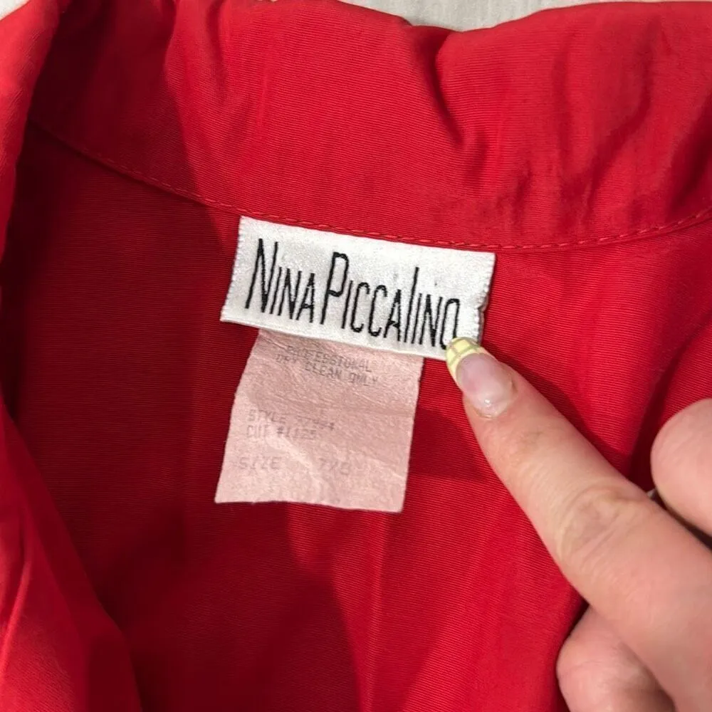 Vintage Nina Piccalino Red Midi Dress Size Small This vintage dress features a Red - Image 2