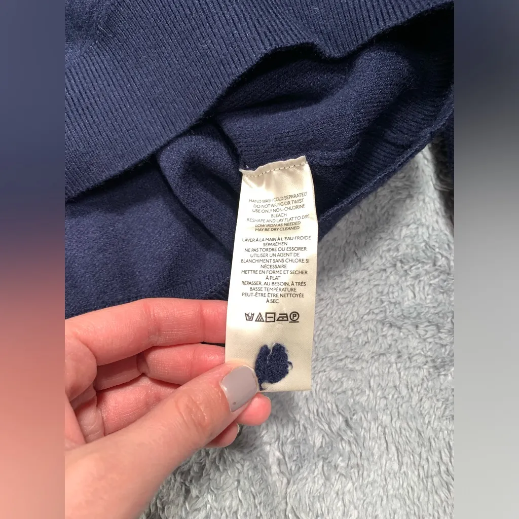 Maeve Anthropologie knit Navy Blue hooded sweater - Image 6