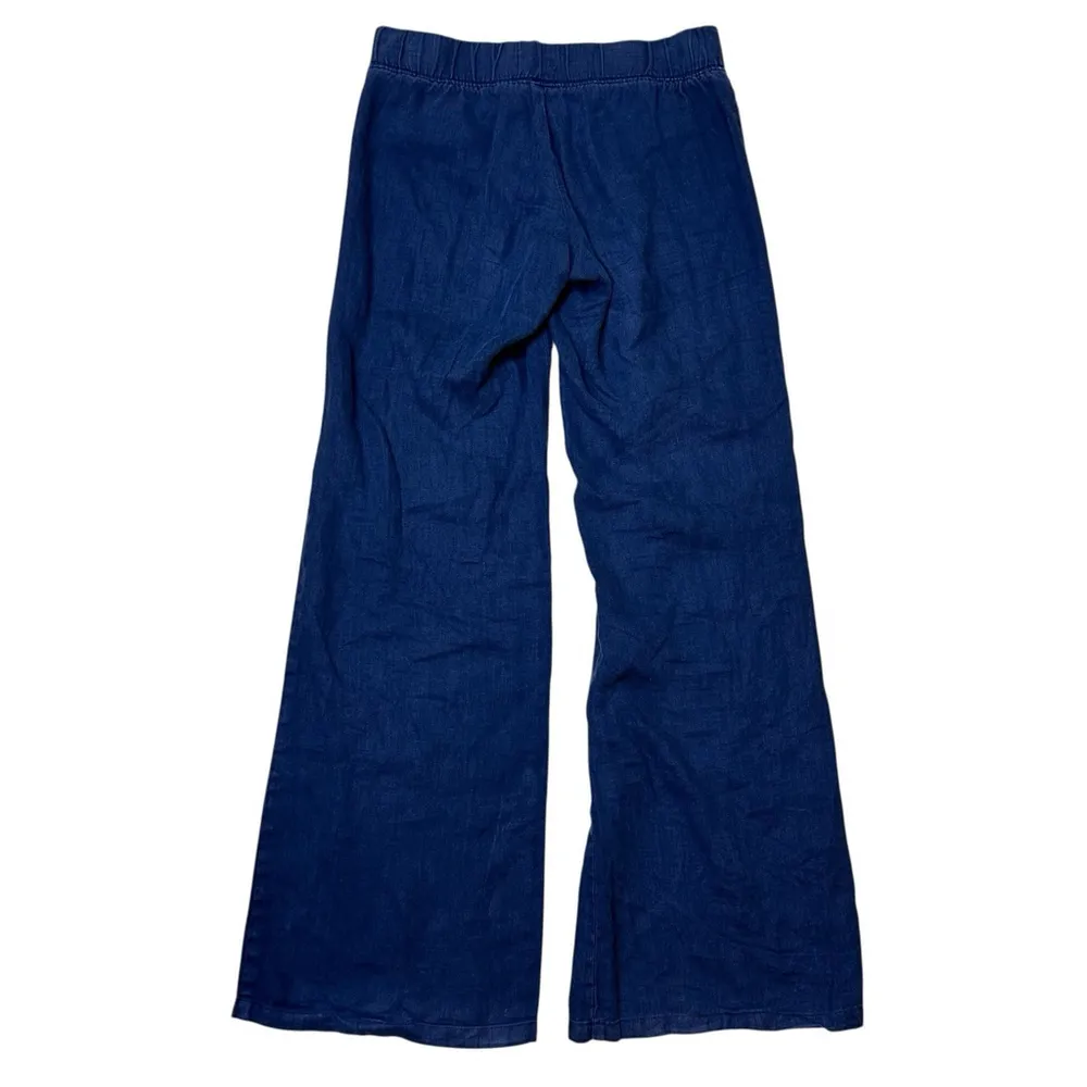 Lilly Pulitzer Beach Palazzo Pants Women’s XS 100% Linen Navy Blue Wide Leg - Image 2