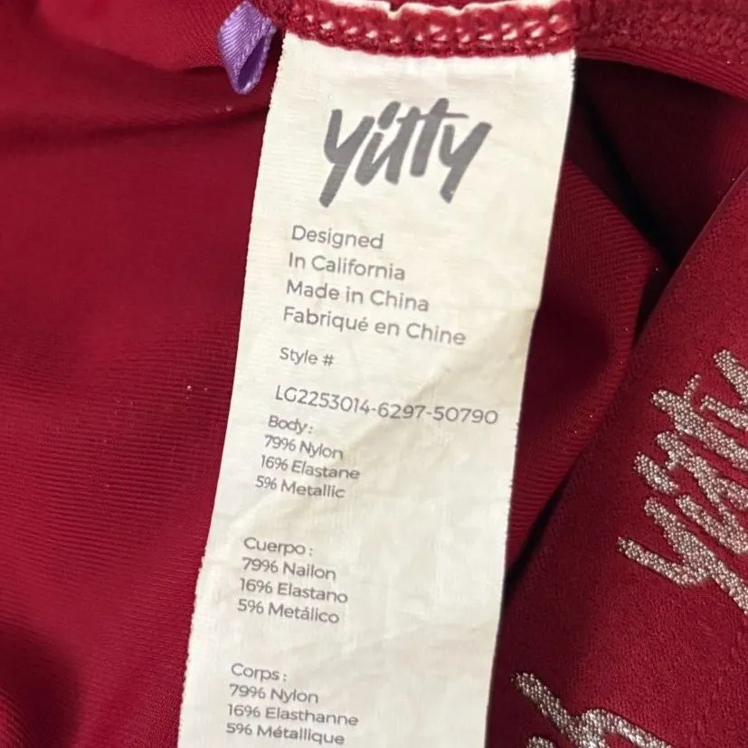 Yitty Spotlight Ruched Leggings Red Glitter Butt‎ Scrunch Shaping Plus Size 3X - Image 9