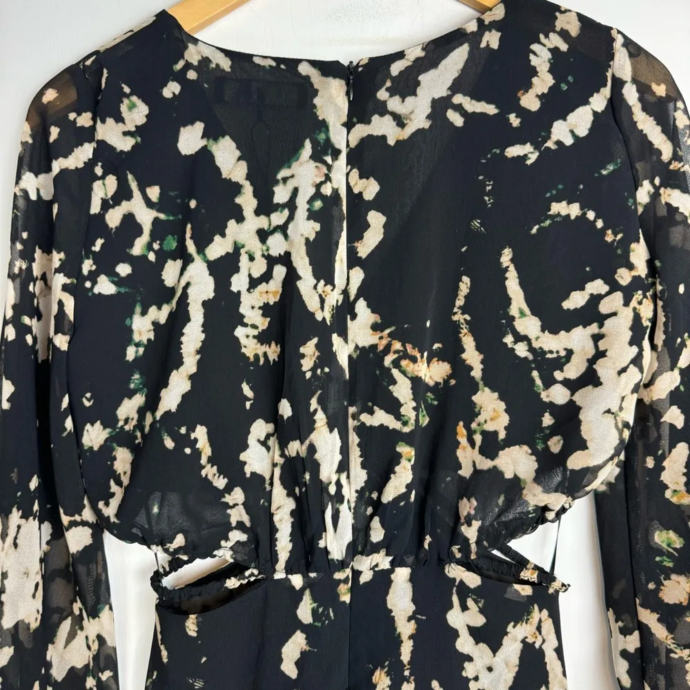 NEW ZARA Abstract Printed Midi Maxi Dress Sz XS Cutout Waist - Image 14