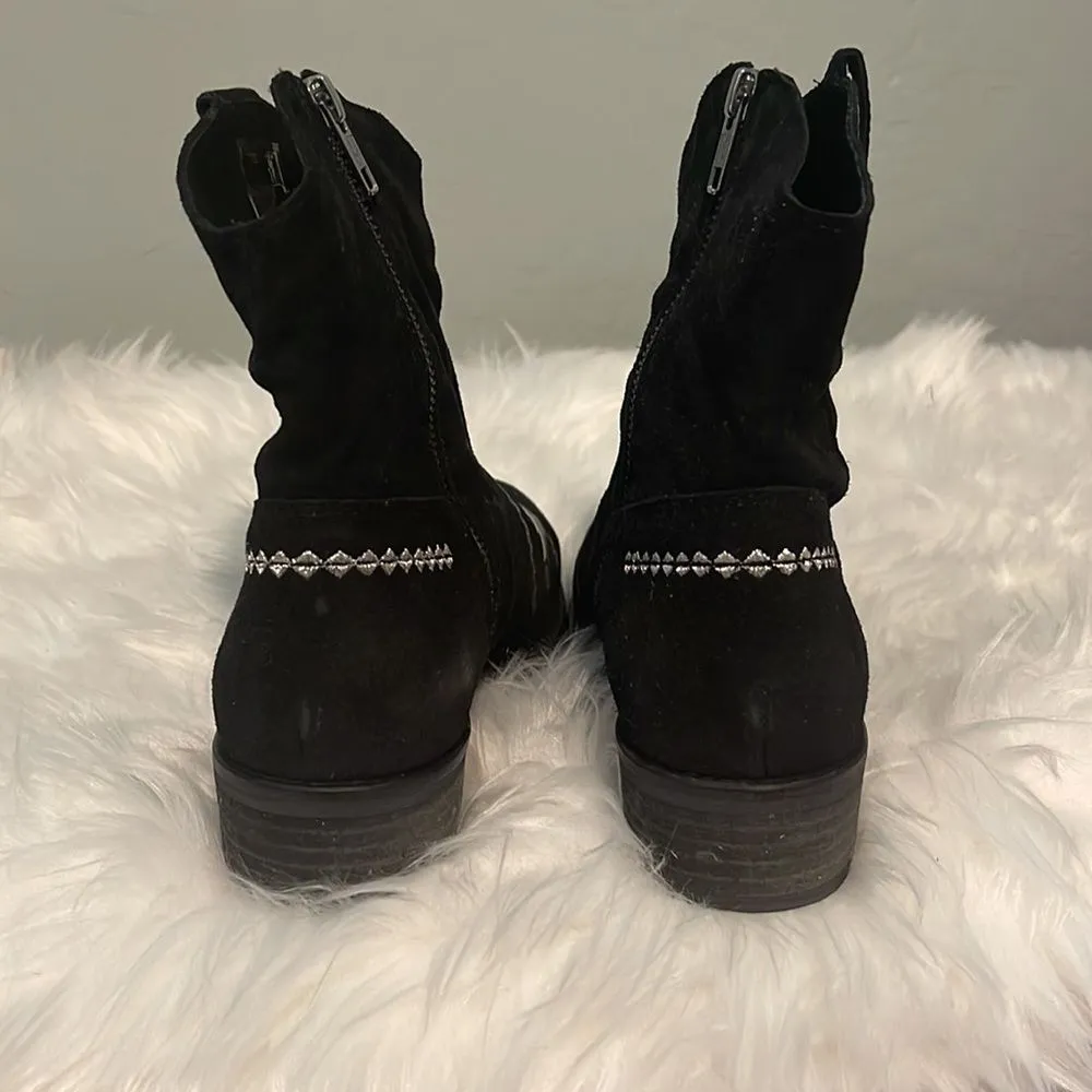 NWOT Musse & Cloud Ginger Ankle western Boots Black Suede Silver Embroidery - Image 4
