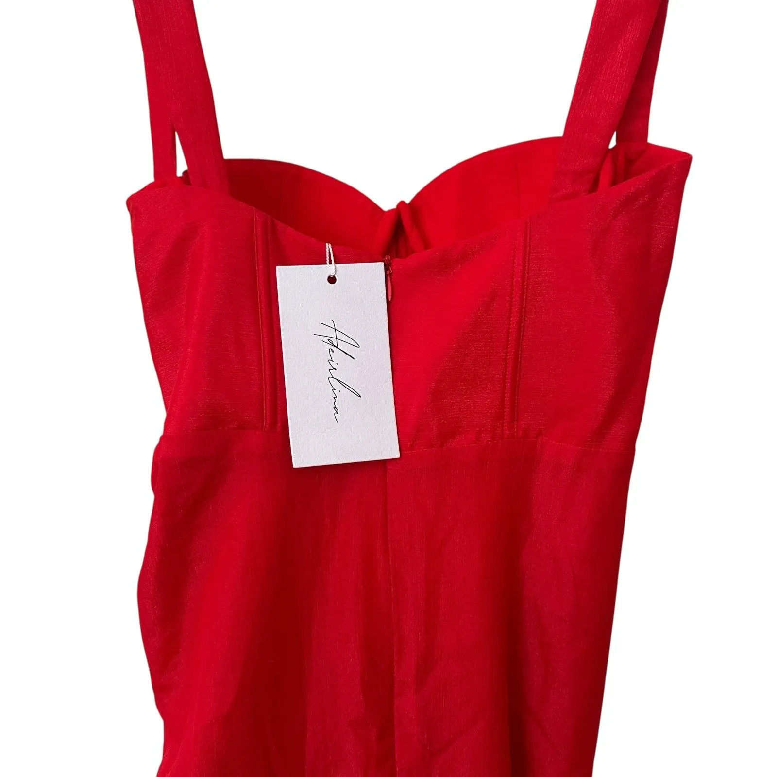 ADEIRLINA Its Showtime Corset Ruched Midi Dress Red NWT XS‎ - Image 5
