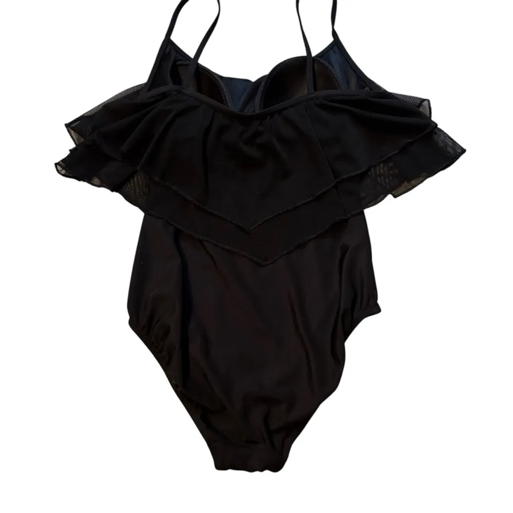 NWOT, Longitude Black Ruffle One Piece Swimsuit, Sz 10 - Image 8