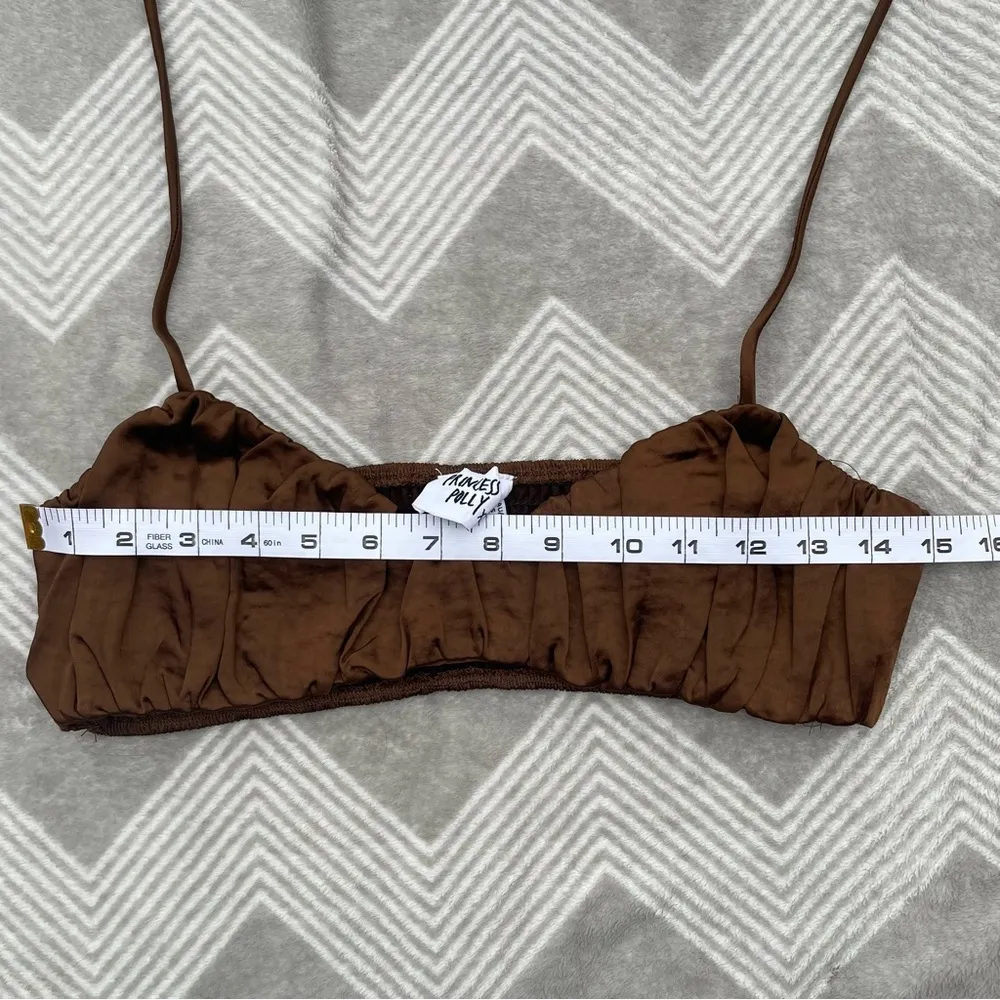 Princess Polly Brown Satin Ruched Bralette Halter Top 6 - Image 2