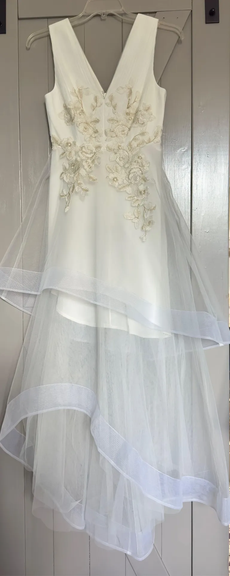 BCBGMAXAZRIA Womens Ivory Metallic Hi-Low Evening Dress Gown 4 - Image 2