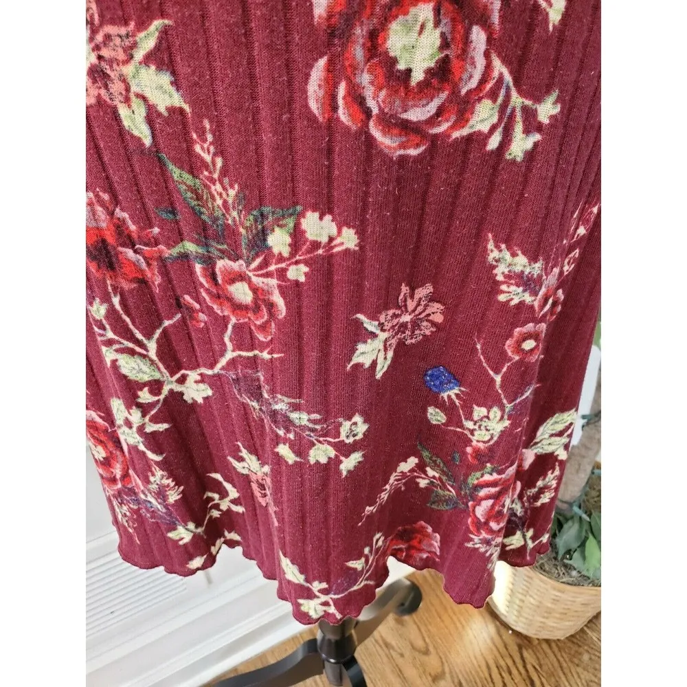 Love Fire Women Maroon Polyester Long Sleeve Mock Neck Knee Length Dress Size L - Image 4