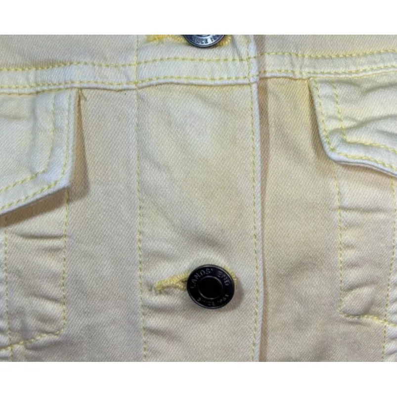 Lands End Women's Denim Jacket Butter Yellow Light Wash Trucker Clean Girl Sz S - Image 9