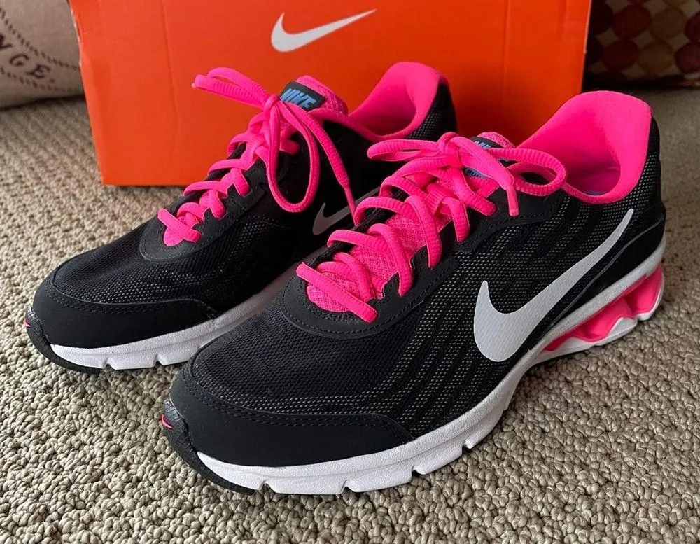 Women's Reax 9 Running Shoes 653612-001 Black/Pink - Image 2