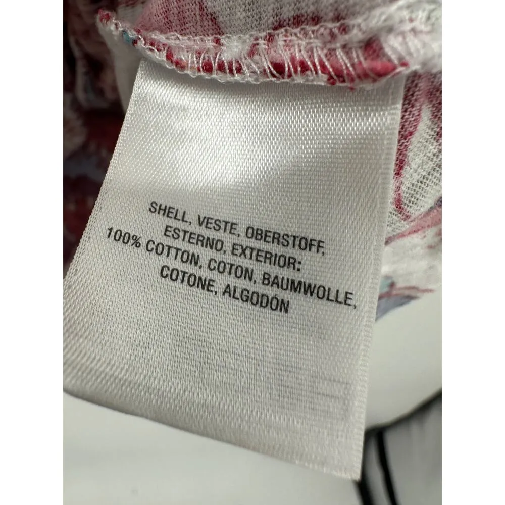 Deletta Babydoll Tank Women Large Pink Red Floral Sleeveless VNeck Boho Feminine - Image 7