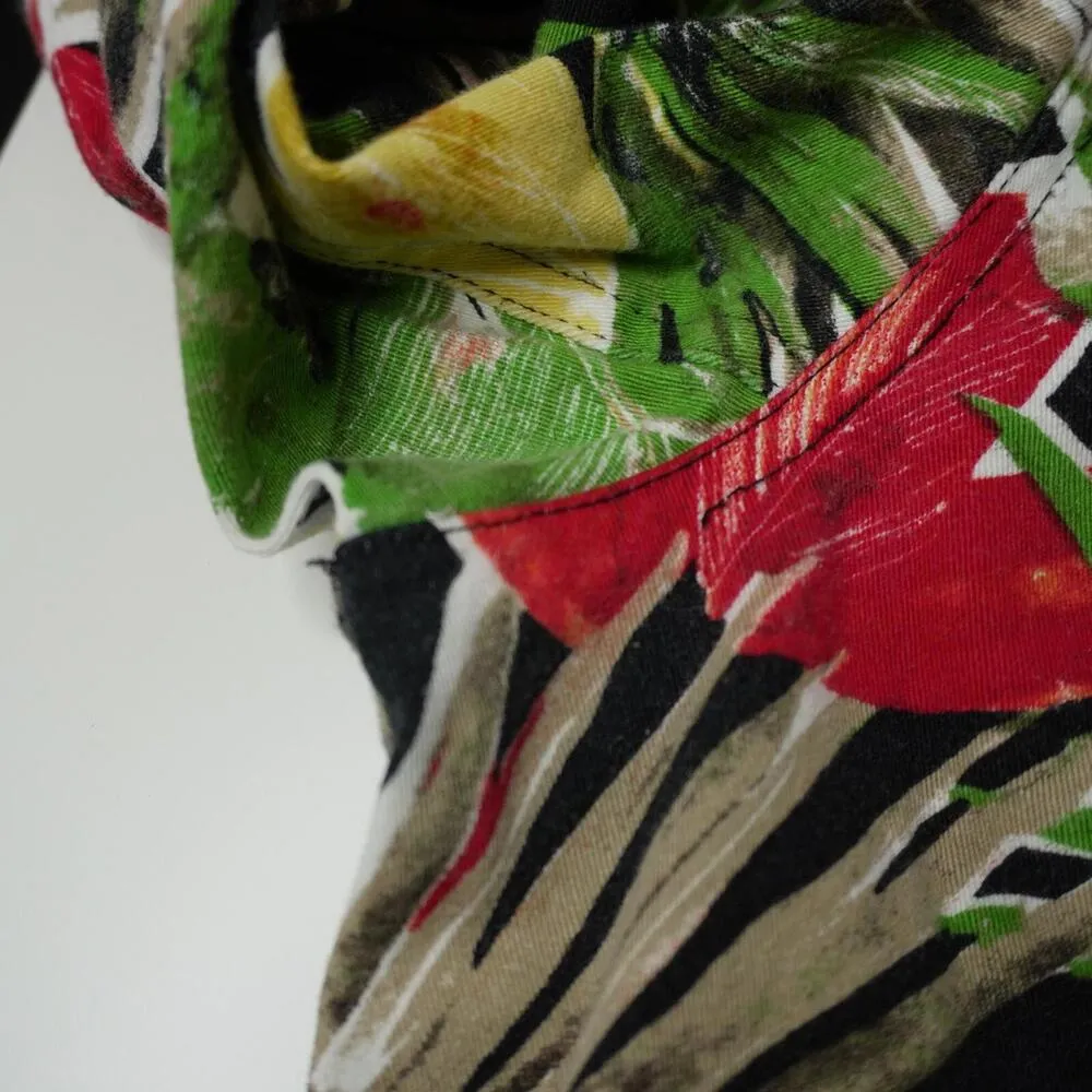 Vintage 80s Chicos 1 AOP Tropical Flowers Denim Jacket Colorful Sz 8 Funky Retro - Image 6