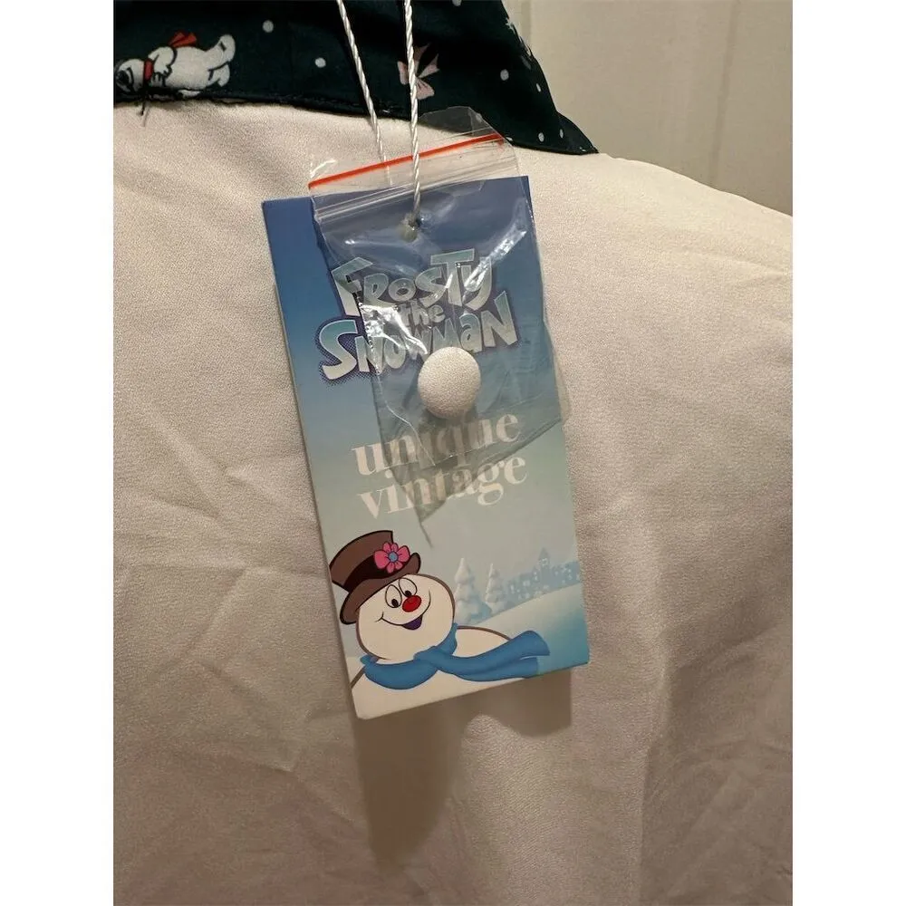 Frosty the Snowman Unique Vintage White Long Sleeve Top w/ Skinny Tie Scarf 1X - Image 7