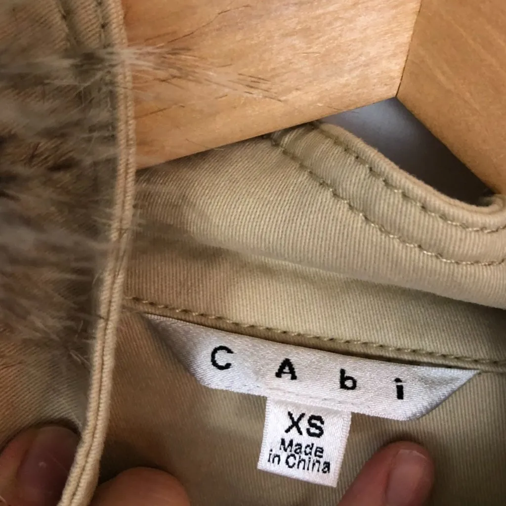 CABI 110 Nanook Jacket Tan Beige Brown Faux Fur Hooded Cotton Fall Jacket Coat - Image 10