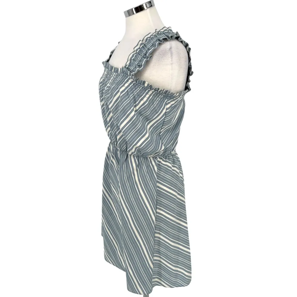 Socialite Striped Sleeveless Ruffle A-Line Dress Blue White Size Large - Image 5