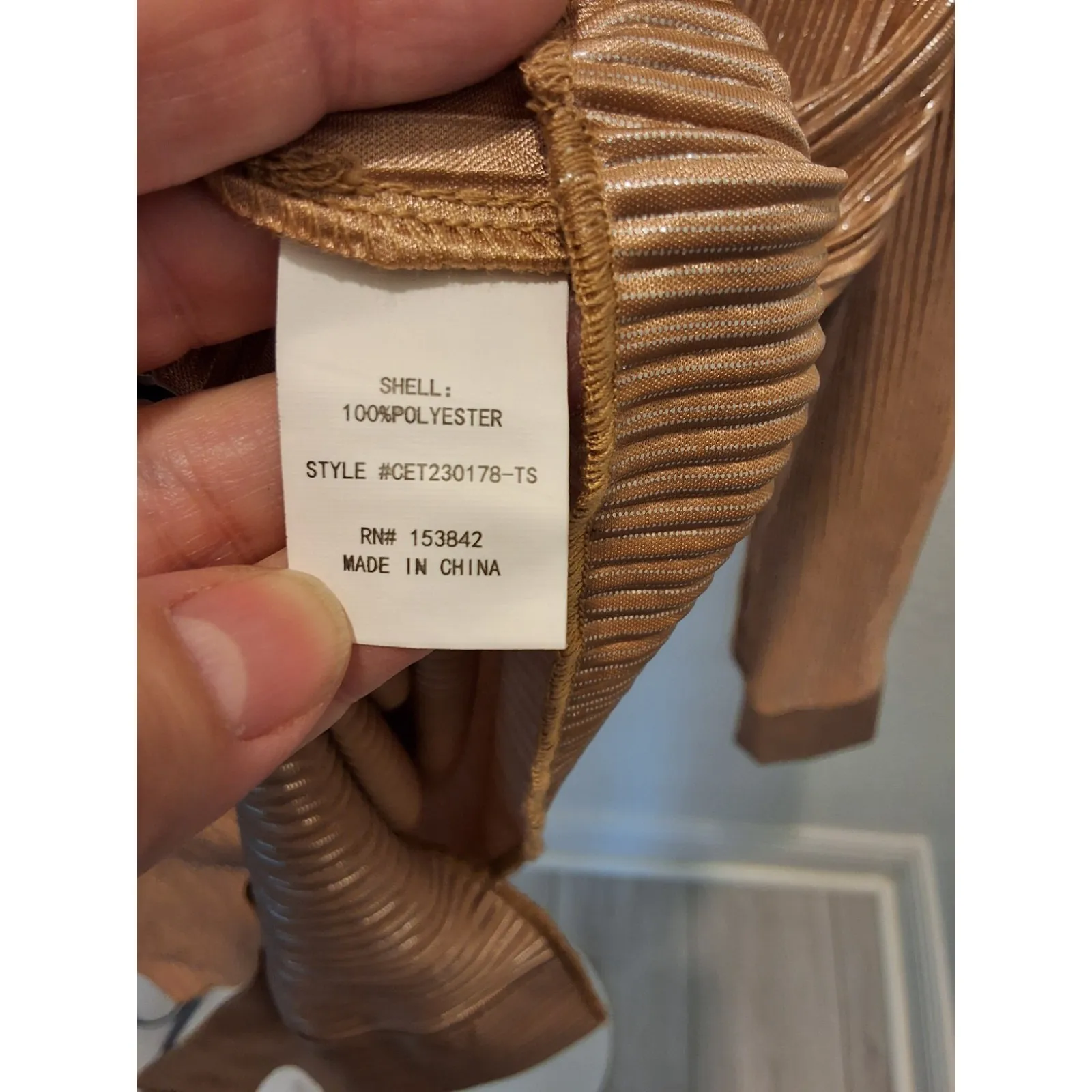 Melloday Size M Womens Champaign Long Sleeve Button Down Dressy Top - Image 3