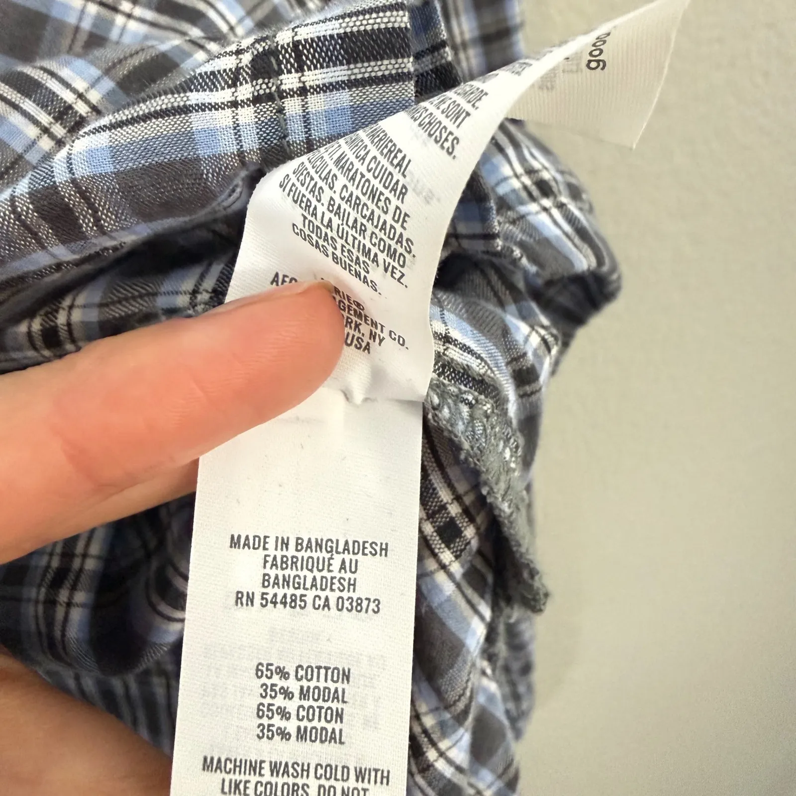 Aerie Plaid Cropped Button Up Shirt Womens XS Blue Grey Long Sleeve Casual - Image 5