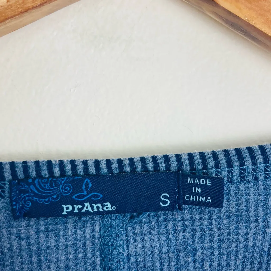 Prana “Remi” dusty blue waffle texture ribbed pullover long sleeve top. Small. - Image 7