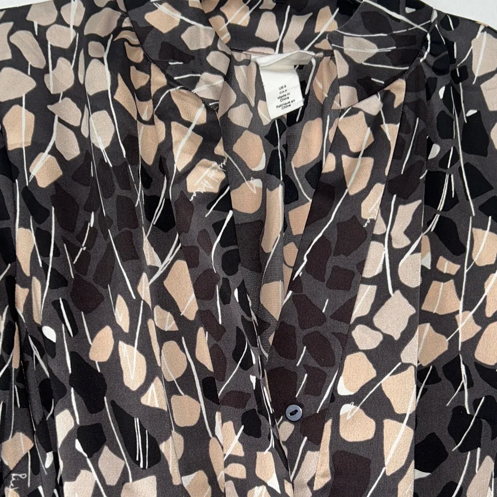 Richard Allen x H&M Gray and Cream‎ Long Sleeve Belted Dress Size 6 side zip - Image 8