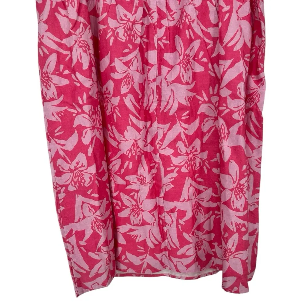 Charlie Holiday sz 8 Madonna Linen Cotton Mini Dress Ruched Tropical Floral - Image 7