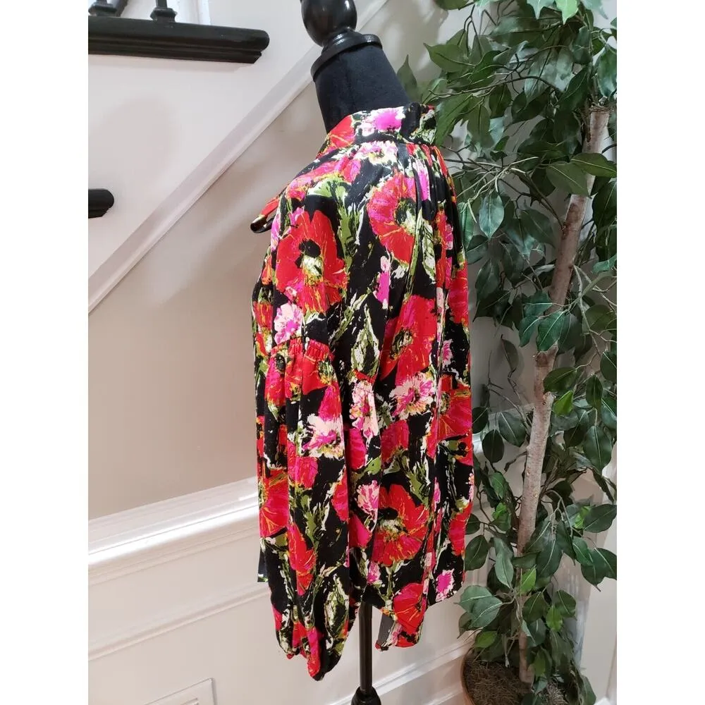 Kaari Blue Women's Multicolor Floral 100% Polyester Long Sleeve Top Blouse Small - Image 6