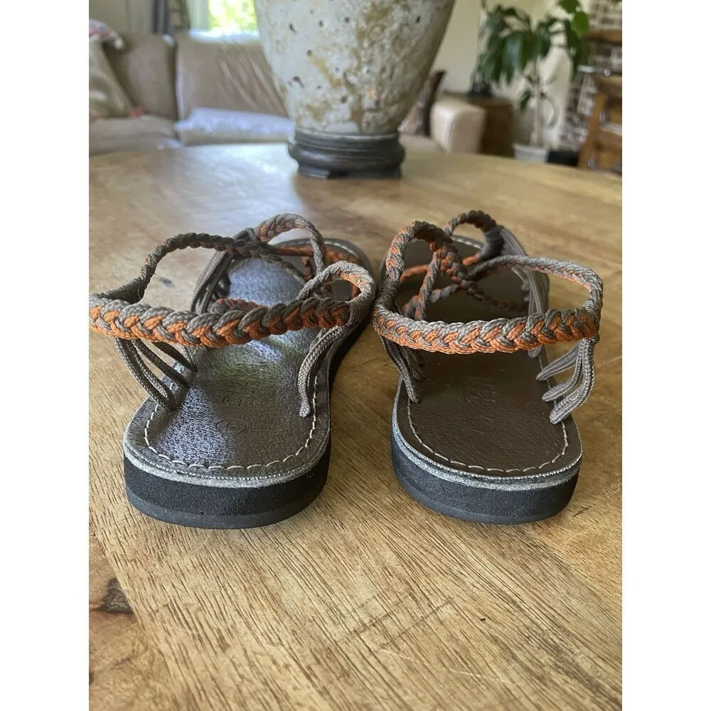 Plaka Palm Leaf & Ocean Side Bundle of Flat Summer Sandals for Women Orange - Image 3