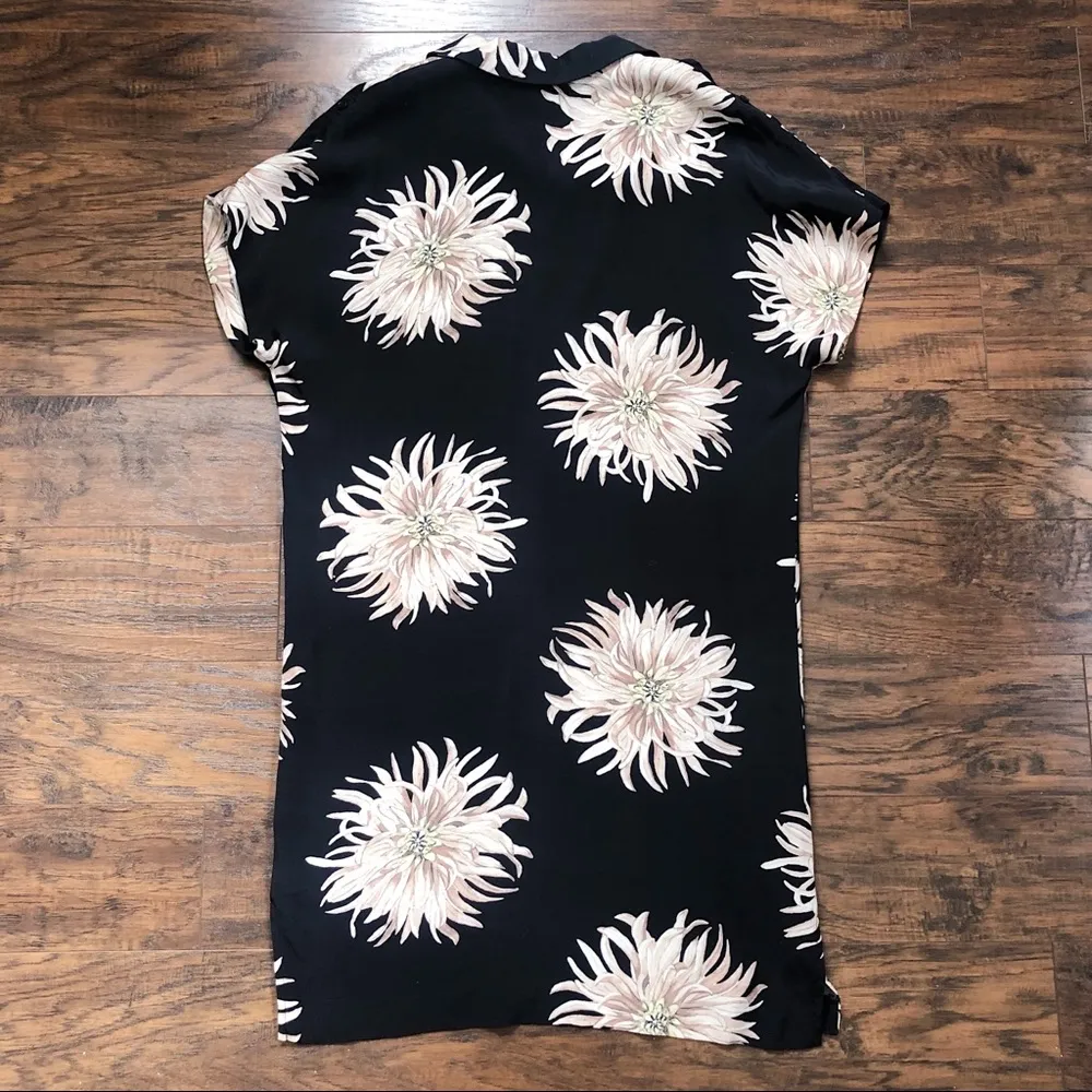 Ann Taylor • black chrysanthemum shirtdress floral popover shift dress summer - Image 14