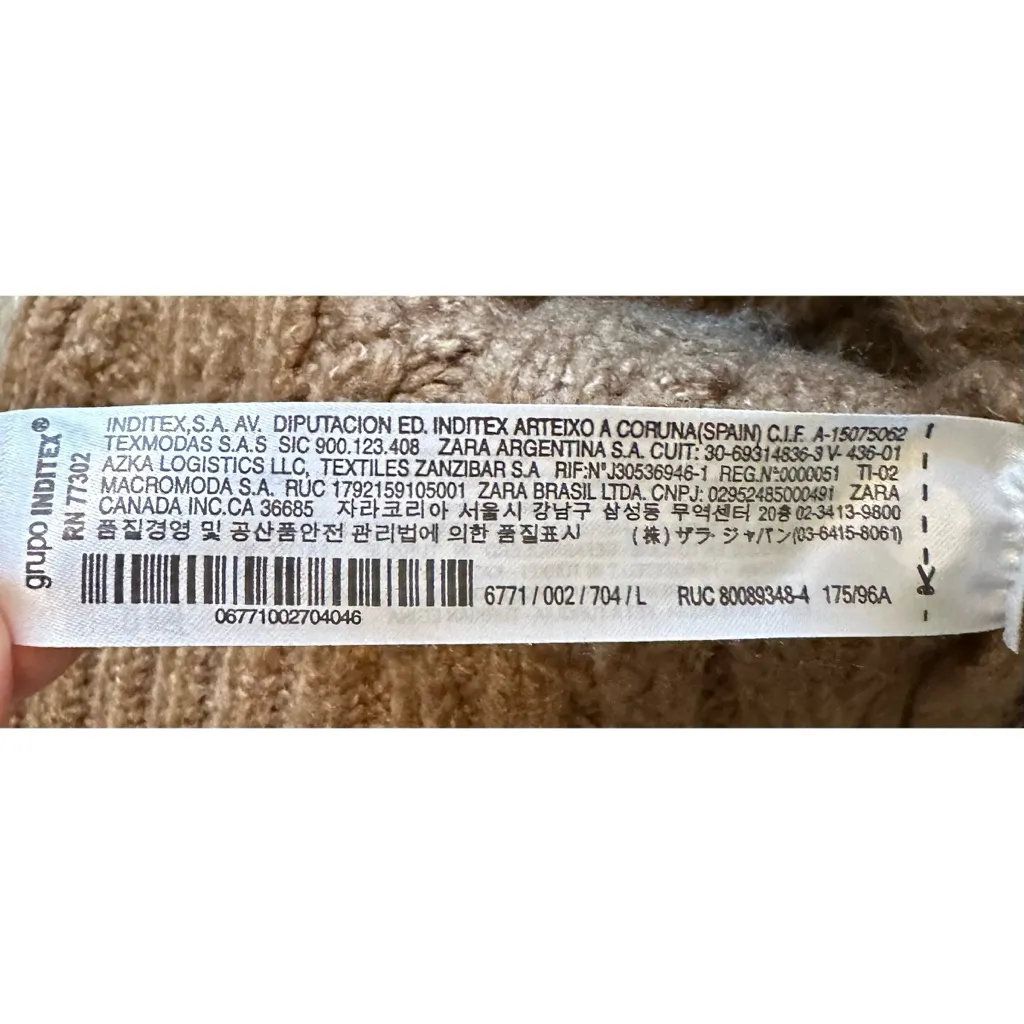 Zara Cable Knit Sweater Taupe Brown - Image 16